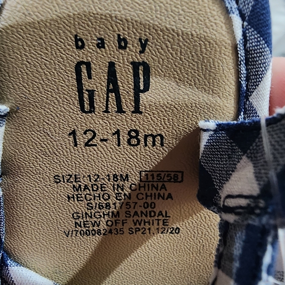 Baby Gap Gingham Checkered Navy Blue & White Kids Sandals Size 4 (12-18 Mo.) NWT - Picture 5 of 10